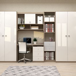 Ansamblu birou MODUS 5, PAL Oak, MDF Alb Gloss