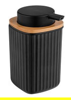 Dozator sapun lichid, Wenko, Rotello, 250 ml, plastic/bambus, negru/maro