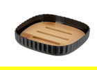 Savoniera, Wenko, Rotello, 10.5 x 2 x 10.5 cm, plastic/bambus, negru/maro