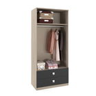 Dulap haine LINEA 2U-2S, bara umerase, polite, Oak, Antracit