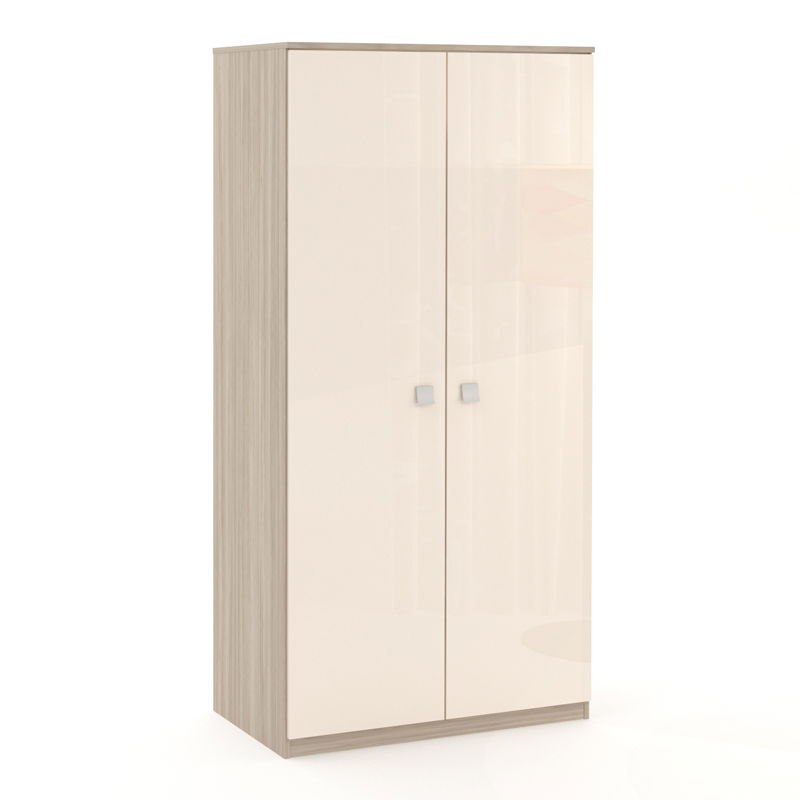 Dulap Haine LINEA 2 usi, bara haine, Oak, Crem Gloss