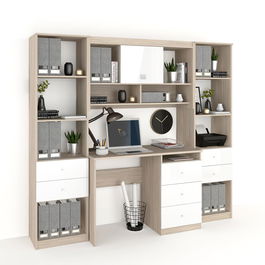 Ansamblu birou MODUS 4, Oak, Alb Gloss