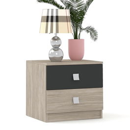 Noptiera LINEA 2 sertare, Oak, Antracit