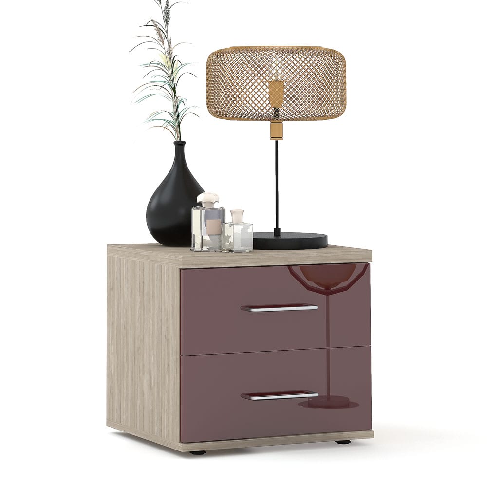Noptiera PRIMAVERA 2 sertare, Oak, Bordo Gloss
