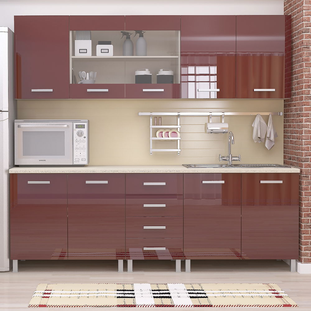 Mobila bucatarie STYLE 225, Vizon, MDF Bordo Gloss