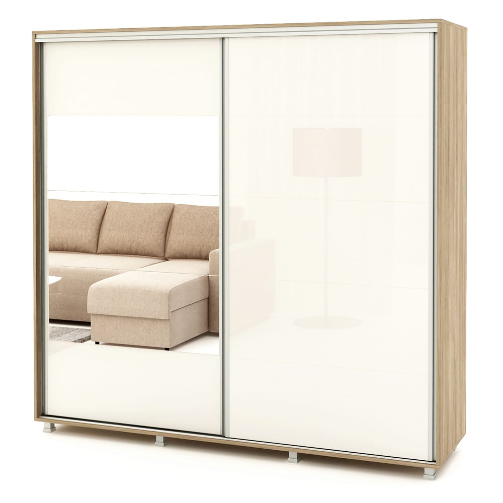Dulap usi culisante MATERA 200cm, Oak, Alb Gloss