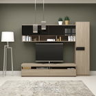 Mobila living SYSTEM, compozitie C, 225 cm, Oak, MDF Negru Gloss