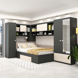 Dormitor colt ALESSIO, configuratia ALE4, Antracit, Vizon