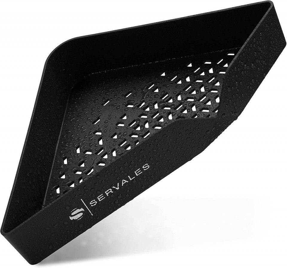 Raft pentru baie Servales, plastic, negru, 31 x 5 x 18,5 cm