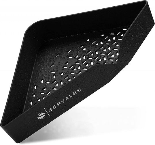 Raft pentru baie Servales, plastic, negru, 31 x 5 x 18,5 cm