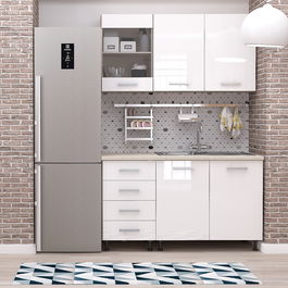 Mobila bucatarie STYLE 135, Vizon, MDF Alb Gloss
