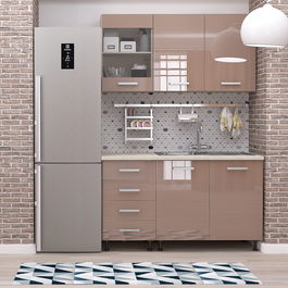 Mobila bucatarie STYLE 135, Vizon, MDF Cappuccino Gloss