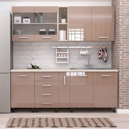 Mobila bucatarie STYLE 200, Vizon, MDF Cappuccino Gloss