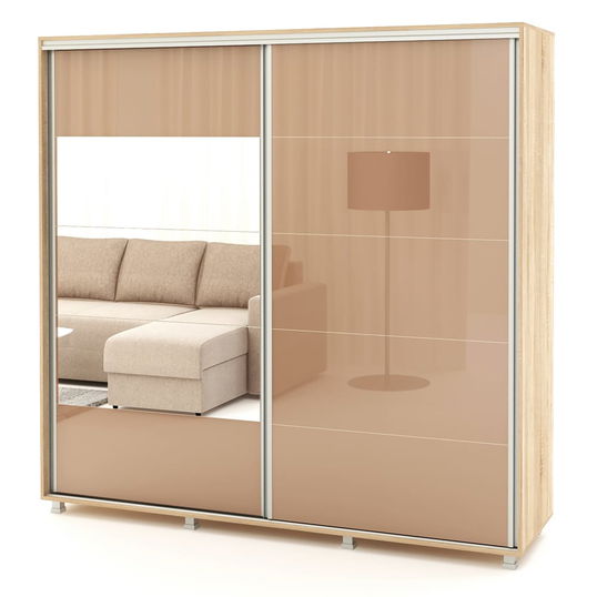 Dulap usi culisante MATERA 200cm, Sonoma, Cappuccino Gloss