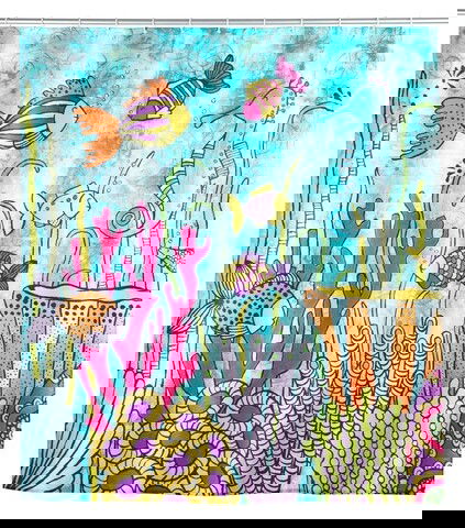 Perdea de dus, Wenko, Ocean Life, 180 x 200 cm, poliester, multicolor