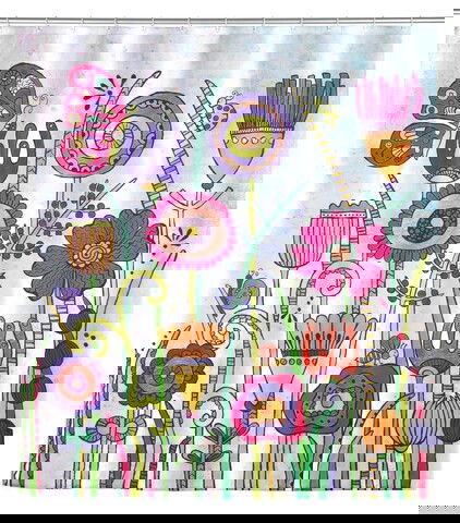 Perdea de dus, Wenko, Bloom, 180 x 200 cm, poliester, multicolor