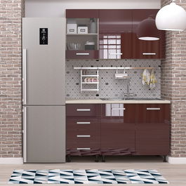 Mobila bucatarie STYLE 135, Vizon, MDF Bordo Gloss