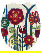 Capac de toaleta cu sistem automat de coborare, Wenko, Red Blossom, 38 x 44.5 cm, duroplast, multicolor