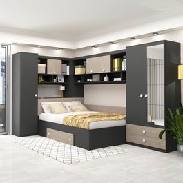 Dormitor colt ALESSIO, configuratia ALE4, Antracit, Oak