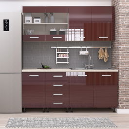 Mobila bucatarie STYLE 180, Vizon, MDF Bordo Gloss
