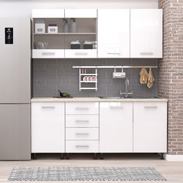 Mobila bucatarie STYLE 180, Vizon, MDF Alb Gloss