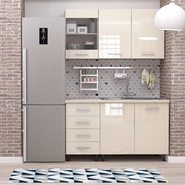 Mobila bucatarie STYLE 135, Vizon, MDF Crem Gloss