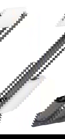 Suport hartie igienica si perie toaleta, Wenko, Rivalta, 18 x 70 x 23 cm, inox/sticla temperata/polipropilena, gri/negru
