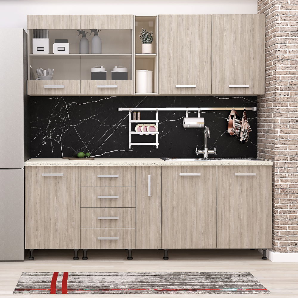 Mobila bucatarie DOMINO 200, Vizon, Oak