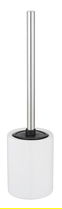 Perie de toaleta cu suport, Wenko, Laviano, ceramica/inox/silicon, alb