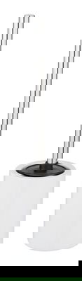 Perie de toaleta cu suport, Wenko, Laviano, ceramica/inox/silicon, alb