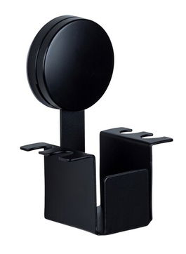 Suport periute si pasta de dinti, Wenko, Static-Loc Family Pavia, 9 x 13 x 6.2 cm, inox/plastic, negru