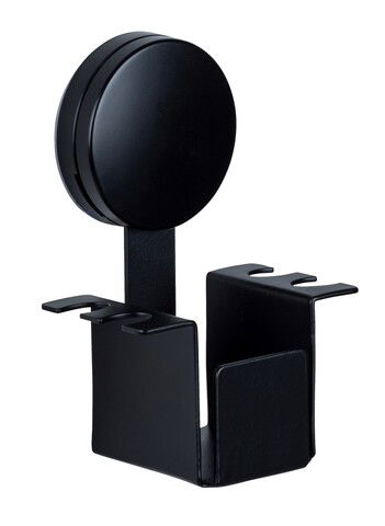 Suport periute si pasta de dinti, Wenko, Static-Loc Family Pavia, 9 x 13 x 6.2 cm, inox/plastic, negru