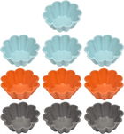 Set de 10 forme pentru briose Wangjiangda, silicon, albastru/portocaliu/gri, 7,7 cm