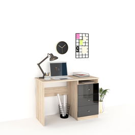 Birou MODUS 3 sertare, Sonoma, Negru Gloss