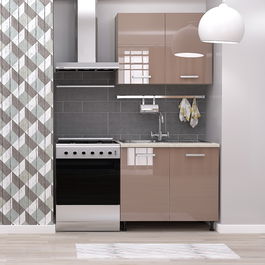 Mobila bucatarie STYLE 90, Vizon, MDF Cappuccino Gloss
