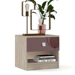 Noptiera LINEA 1 sertar, Oak, Bordo Gloss