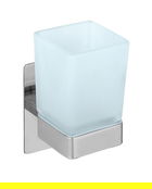 Suport periute si pasta de dinti, Wenko, Turbo-Loc, Genova Shine, 6.2 x 13.2 x 9 cm, inox/sticla