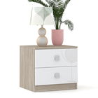 Noptiera LINEA 2 sertare, Oak, Alb Gloss
