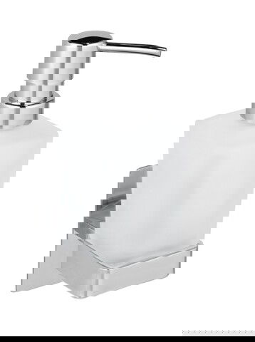 Dozator sapun lichid cu sistem Turbo-Loc®, Wenko, Genova Shine, 6.2 x 19.7 x 9 cm, inox/sticla