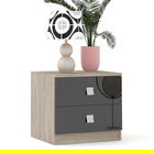 Noptiera LINEA 2 sertare, Oak, Negru Gloss