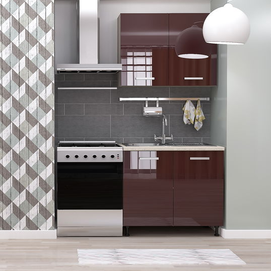 Mobila bucatarie STYLE 90, Vizon, MDF Bordo Gloss