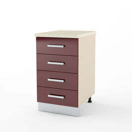 Dulap inferior 4 sertare STYLE 45, Vizon, MDF Bordo Gloss