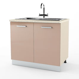 Dulap inferior chiuveta 2 usi STYLE 90, Vizon, MDF Cappuccino Gloss