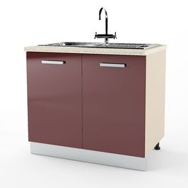 Dulap inferior chiuveta 2 usi STYLE 90, Vizon, MDF Bordo Gloss