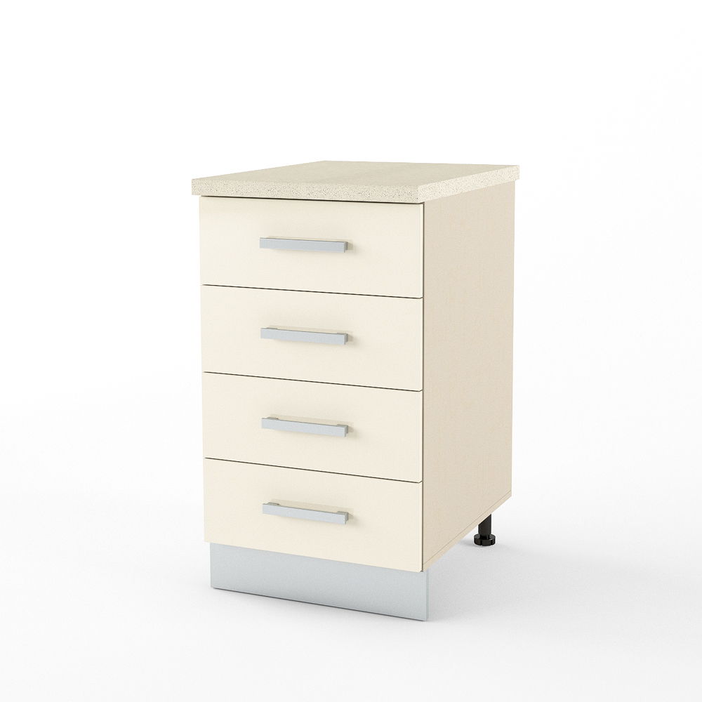 Dulap inferior 4 sertare STYLE 45, Vizon, MDF Crem Gloss