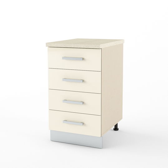 Dulap inferior 4 sertare STYLE 45, Vizon, MDF Crem Gloss