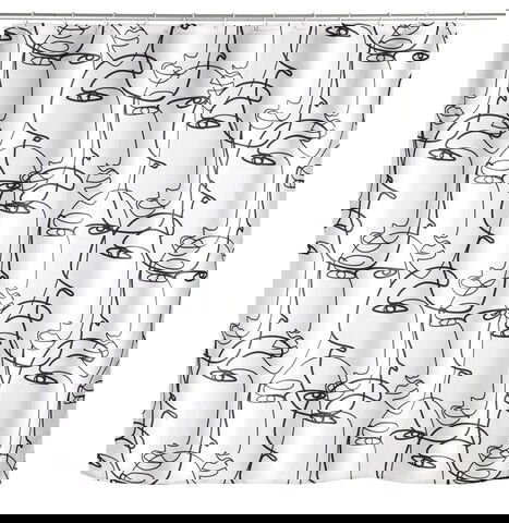 Perdea de dus, Wenko, Faces, 180 x 200 cm, poliester, multicolor