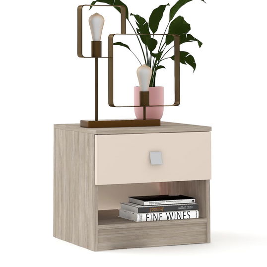 Noptiera LINEA 1 sertar, Oak, Vizon