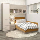 Dormitor copii pe colt RIALTO, configuratia RIA2, 90x200, Oak, Vizon, Catifea Galben Mustar
