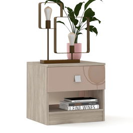 Noptiera LINEA 1 sertar, Oak, Cappuccino Gloss